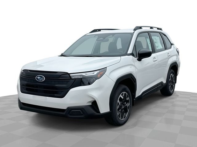 2026 Subaru FORESTER Standard Model in Crystal White Pearl — front three-quarter view