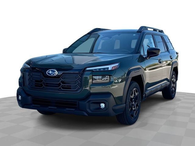 2026 Subaru OUTBACK Limited in Deep Emerald Green Pearl — front three-quarter view