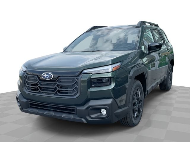 2026 Subaru OUTBACK Limited in Deep Emerald Green Pearl — front three-quarter view